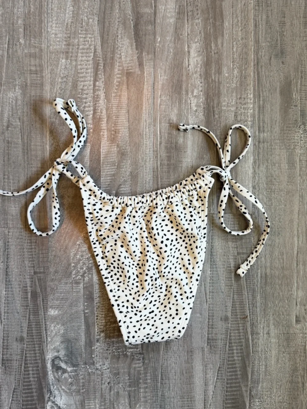 Xhilaration White Bikini Bottoms with Black Spot Print